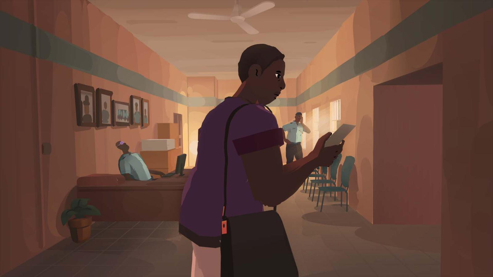 A woman at an African police station